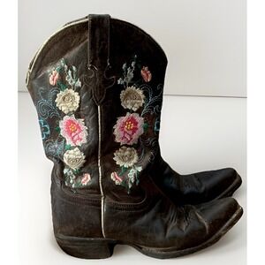 Macie Bean Rose Garden Western Girl's Boots Square Snip Toe Leather Size 2